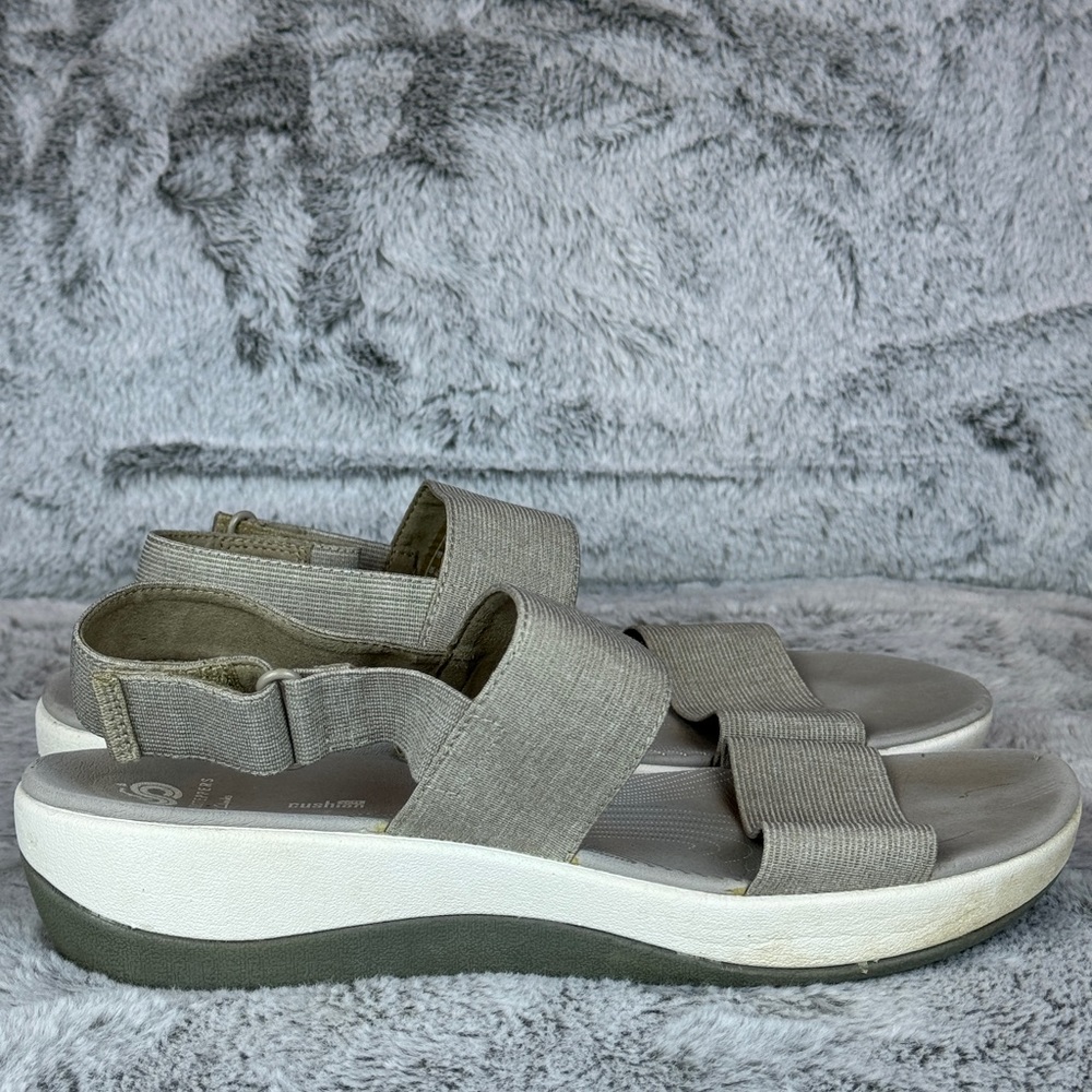 Cloudsteppers by Clarks Arla Jacory Gray Elastic Strap Sand Sandal- Sz 9M - Picture 3 of 8